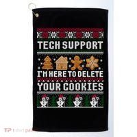 Tech Support I Am Here To Delete Your Cookies Funny Ugly Christmas Golf Towel thumb 0