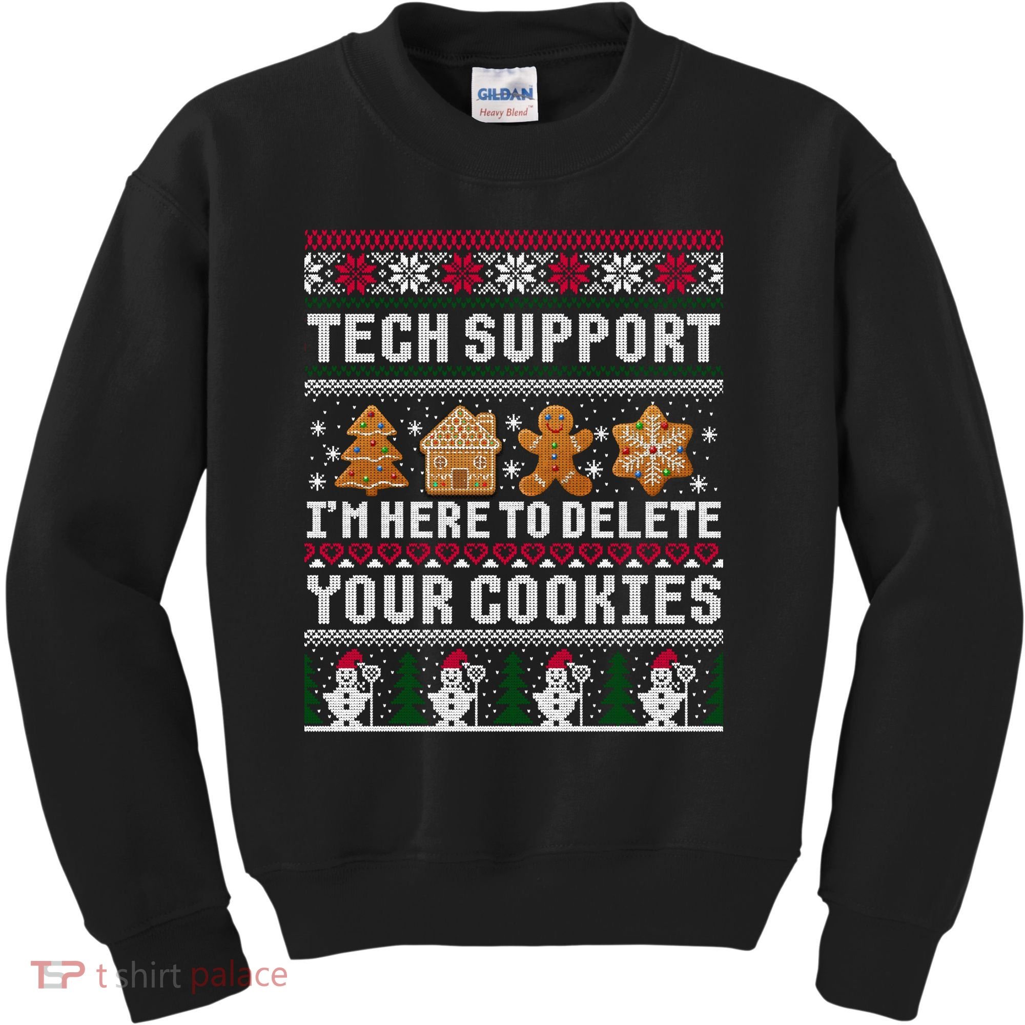Tech Support I Am Here To Delete Your Cookies Funny Ugly Christmas Kids Sweatshirt