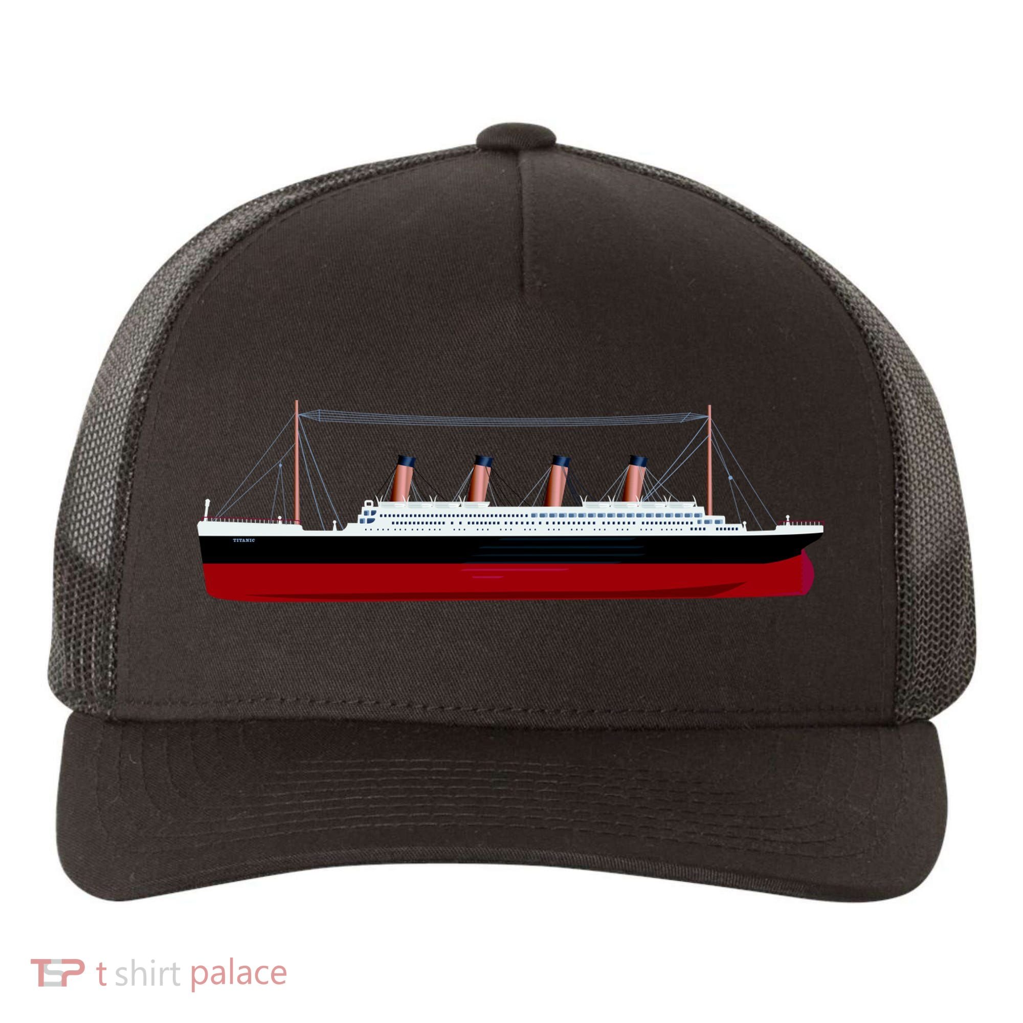 Titanic Ship Illustration Yupoong Adult 5-Panel Trucker Hat