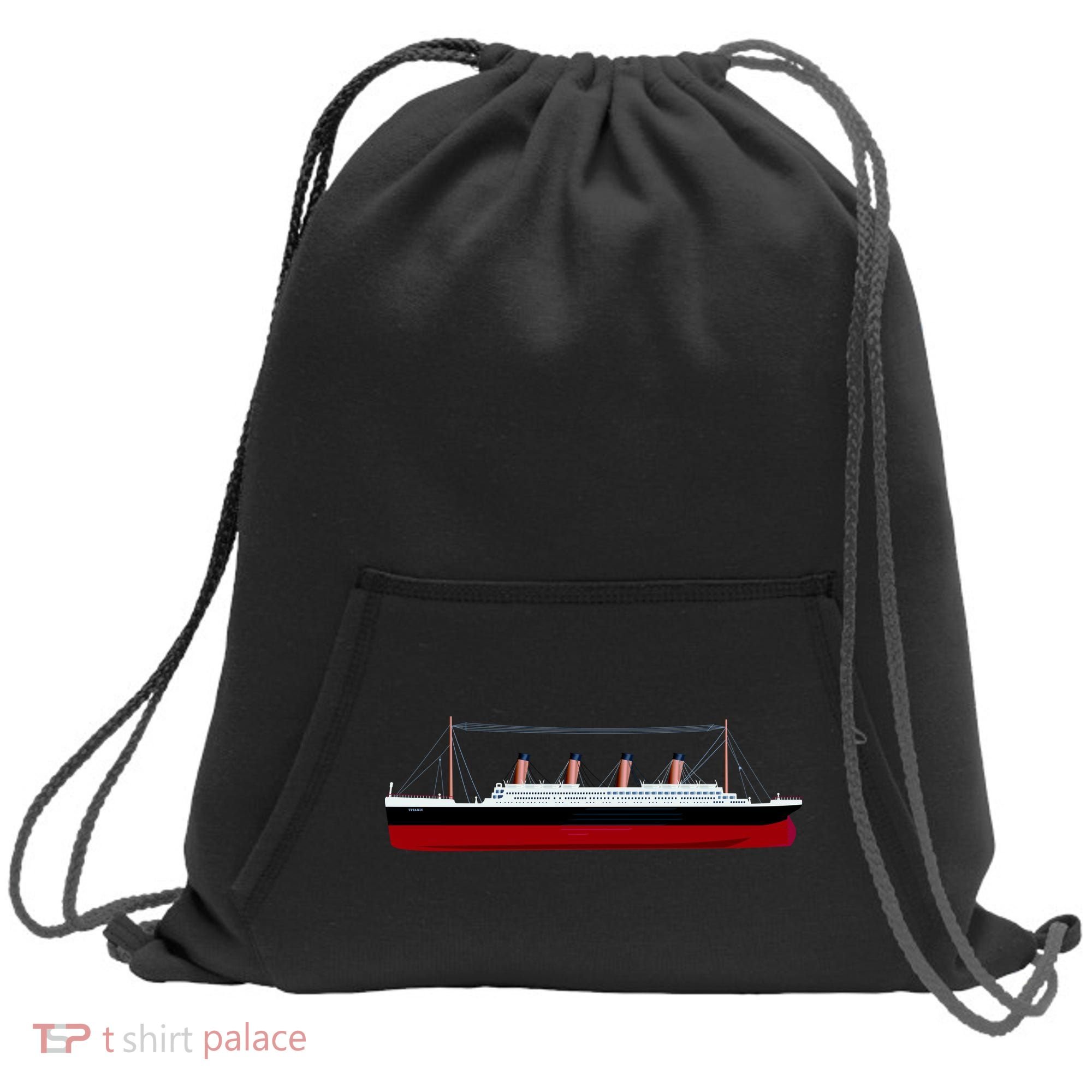 Titanic Ship Illustration Sweatshirt Cinch Pack Bag