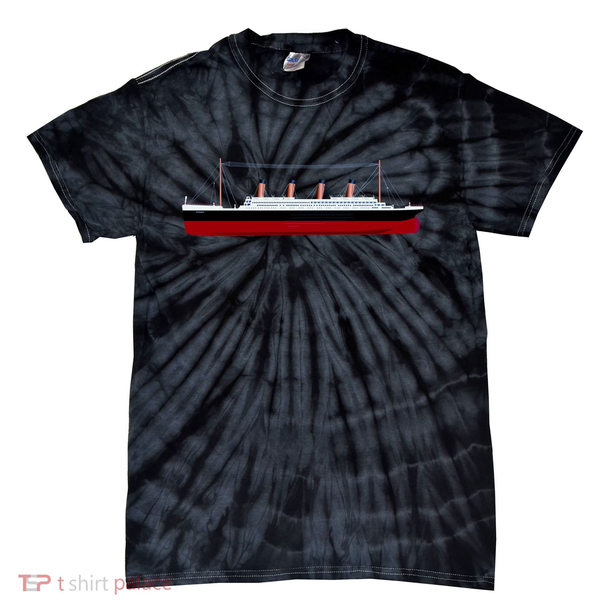 Titanic Ship Illustration Tie-Dye T-Shirt