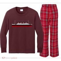 Titanic Ship Illustration Kids Long Sleeve Plaid Pajama Set thumb 0