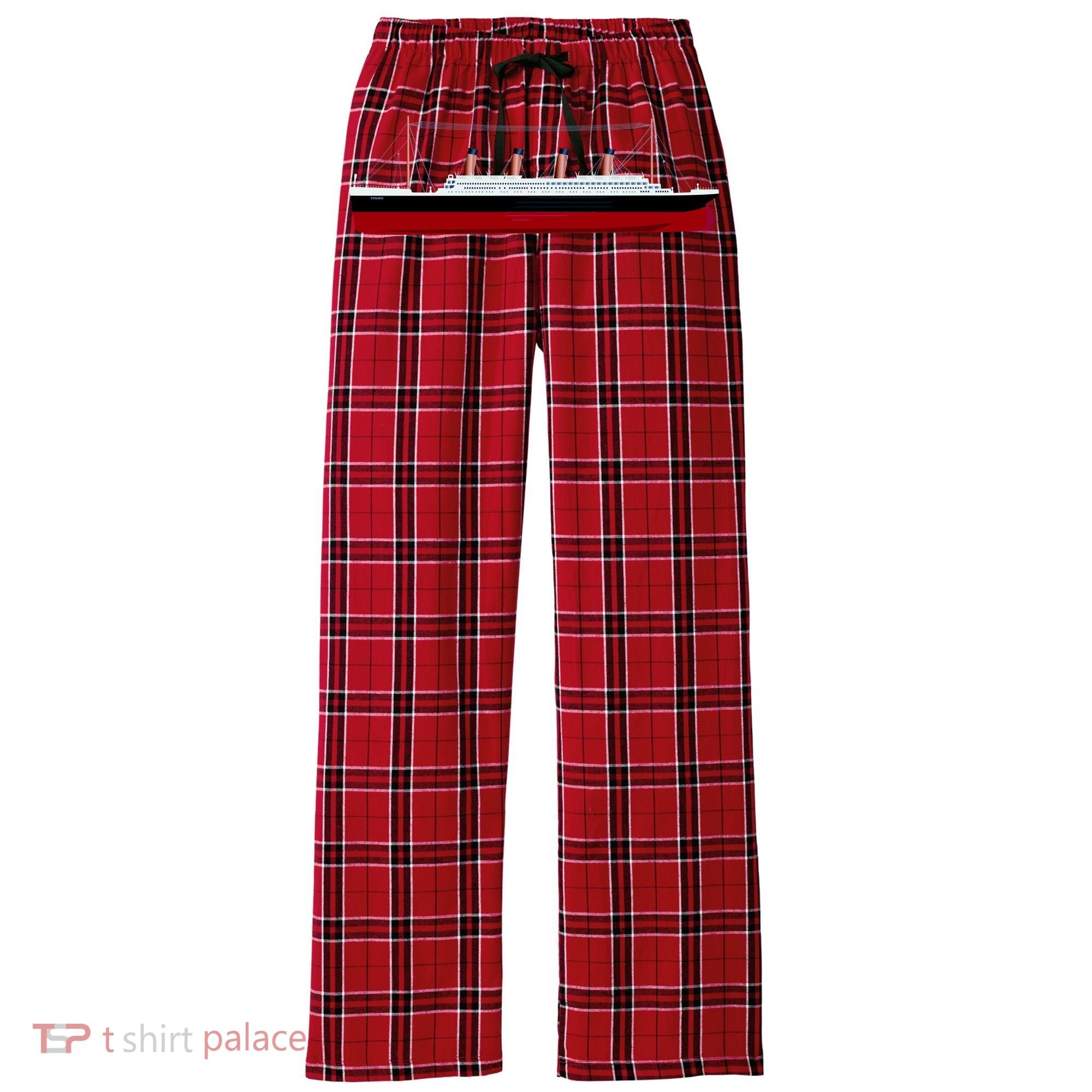 Titanic Ship Illustration Women's Flannel Plaid Pajama Pants