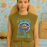 ThereS Someone In My Head But ItS Not Me Skull Garment-Dyed Women's Muscle Tee thumb 4