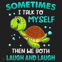 Turtle Sometimes I Talk To Myself Then We Both Laugh Beanie thumb 2