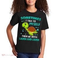 Turtle Sometimes I Talk To Myself Then We Both Laugh Kids T-Shirt thumb 2
