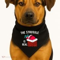 The Struggle Is Real Santa Funny Holiday USA-Made Doggie Bandana thumb 1