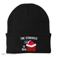 The Struggle Is Real Santa Funny Holiday Beanie thumb 0