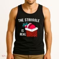 The Struggle Is Real Santa Funny Holiday Tank Top thumb 3