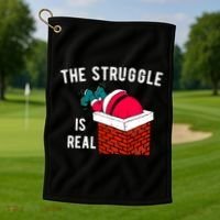 The Struggle Is Real Santa Funny Holiday Golf Towel thumb 1