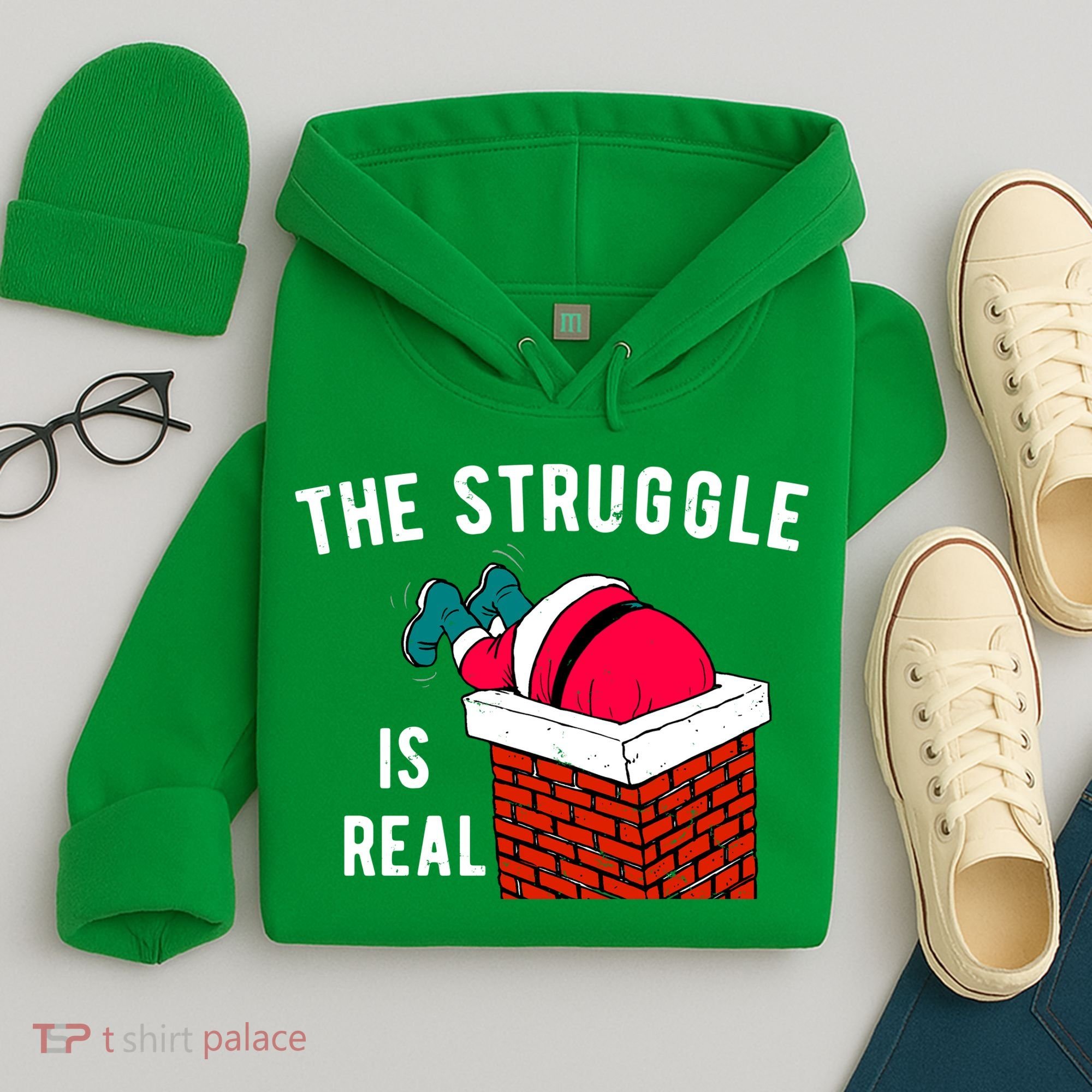 The Struggle Is Real Santa Funny Holiday Hoodie