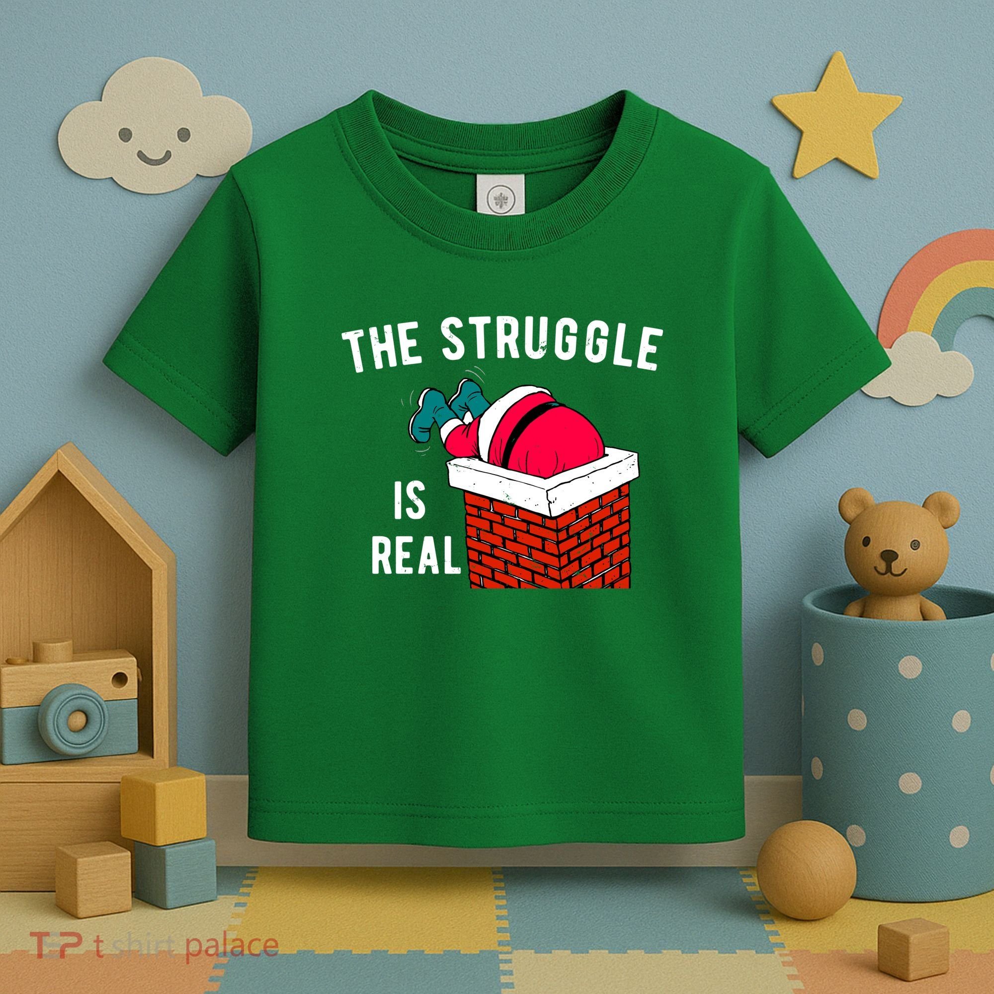The Struggle Is Real Santa Funny Holiday Toddler T-Shirt