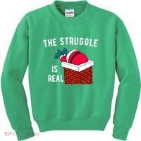 The Struggle Is Real Santa Funny Holiday Kids Sweatshirt thumb 0