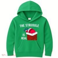 The Struggle Is Real Santa Funny Holiday Kids Hoodie thumb 0