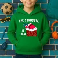 The Struggle Is Real Santa Funny Holiday Kids Hoodie thumb 2