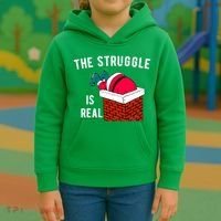 The Struggle Is Real Santa Funny Holiday Kids Hoodie thumb 3