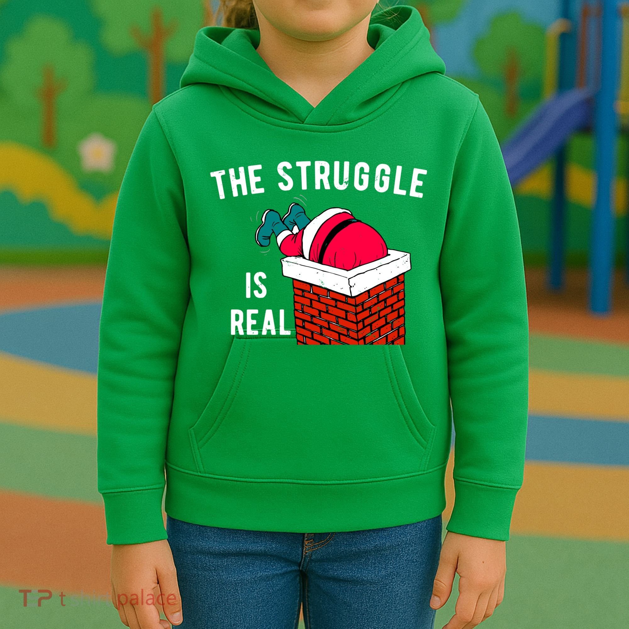 The Struggle Is Real Santa Funny Holiday Kids Hoodie