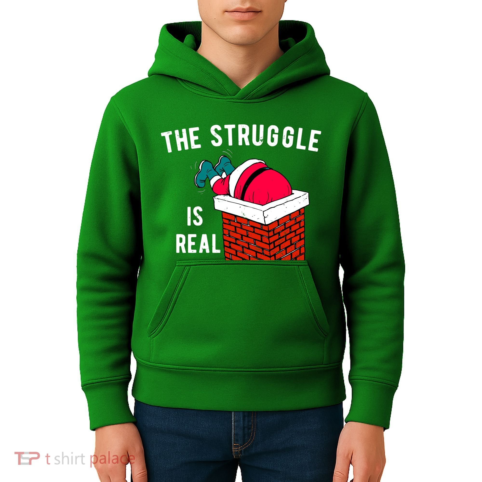 The Struggle Is Real Santa Funny Holiday Kids Hoodie