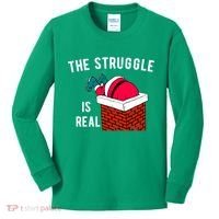 The Struggle Is Real Santa Funny Holiday Kids Long Sleeve Shirt thumb 0