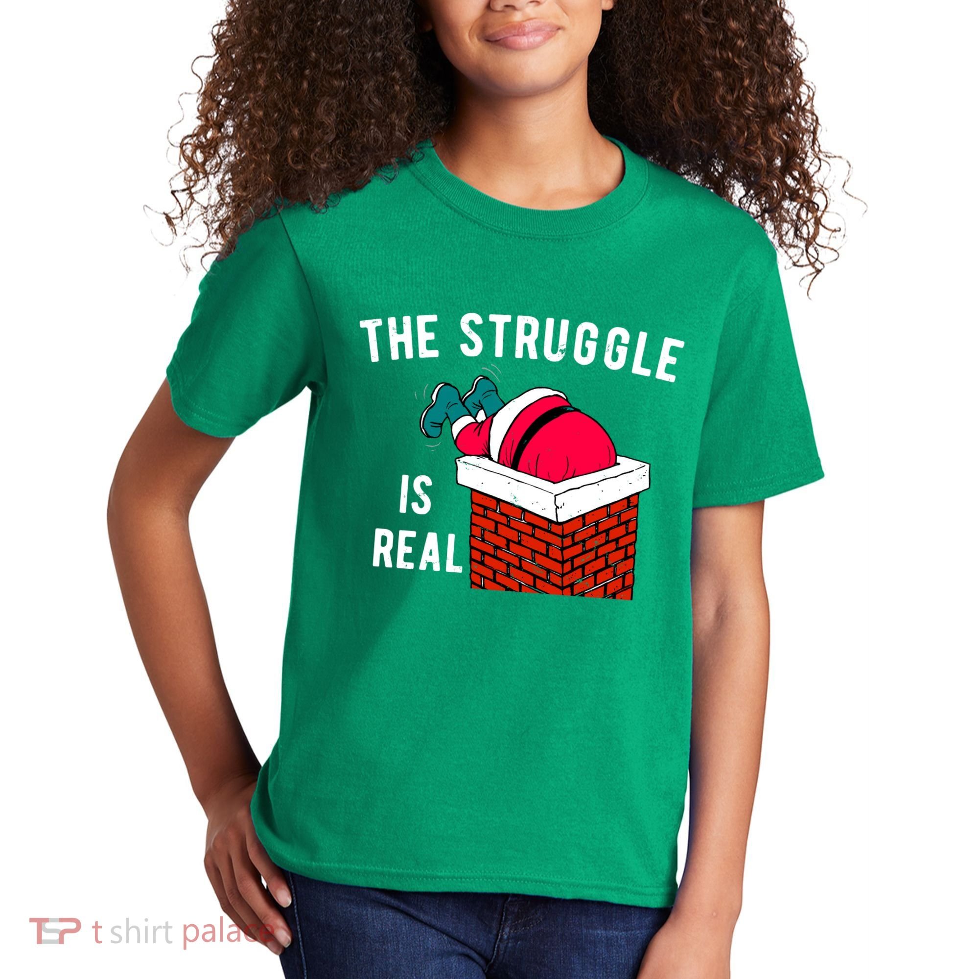 The Struggle Is Real Santa Funny Holiday Kids T-Shirt