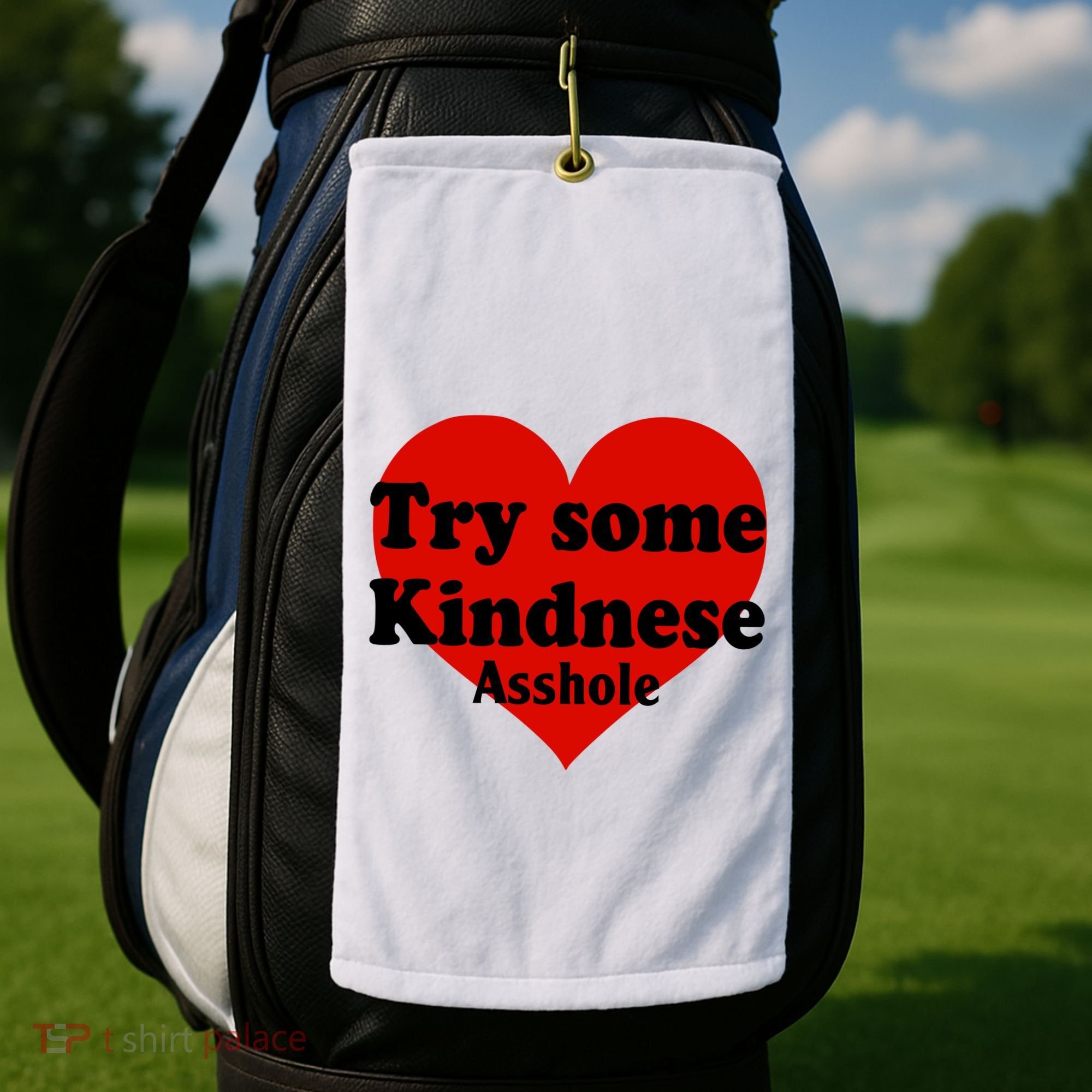 Try Some Kindness Asshole Heart Golf Towel