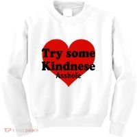 Try Some Kindness Asshole Heart Kids Sweatshirt thumb 0