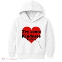 Try Some Kindness Asshole Heart Kids Hoodie thumb 0