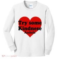 Try Some Kindness Asshole Heart Kids Long Sleeve Shirt thumb 0