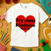 Try Some Kindness Asshole Heart Kids T-Shirt thumb 3