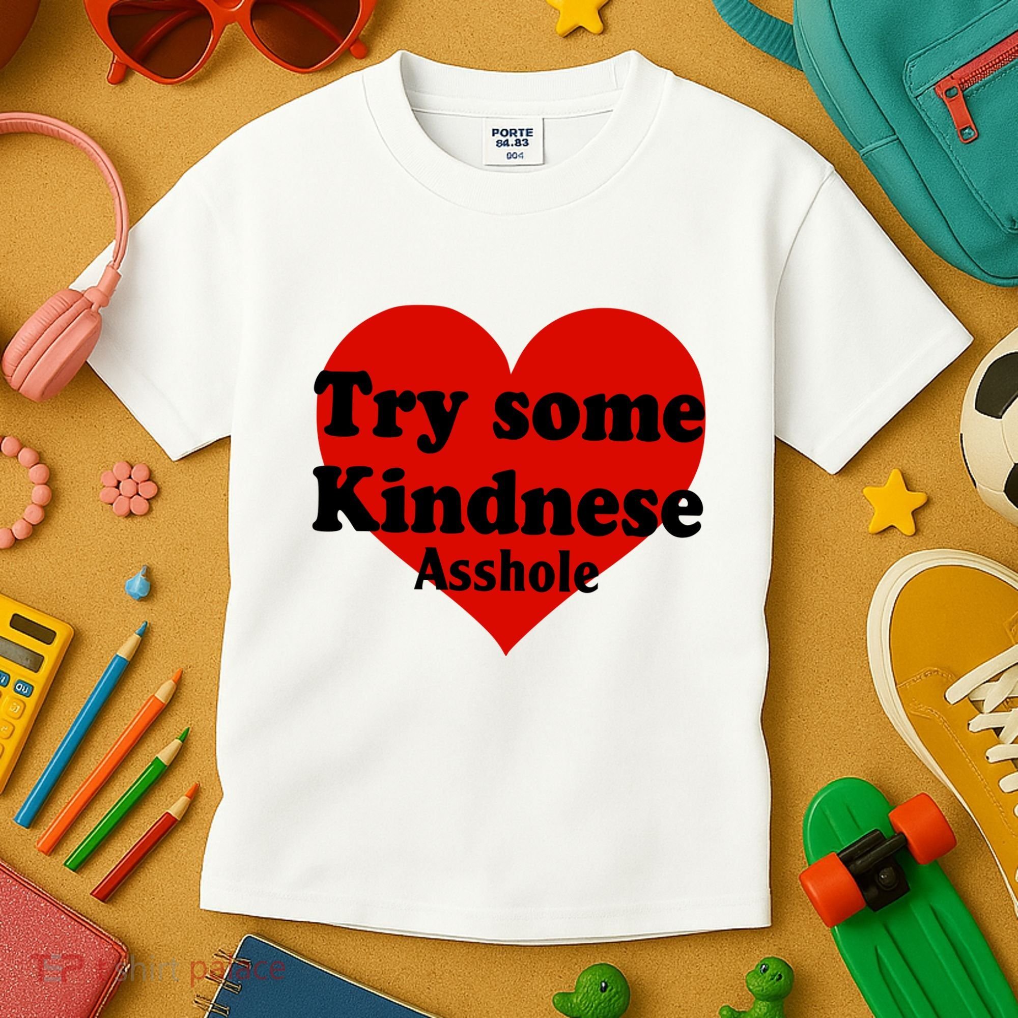 Try Some Kindness Asshole Heart Kids T-Shirt
