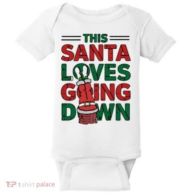This Santa Loves Going Down Funny Baby Bodysuit