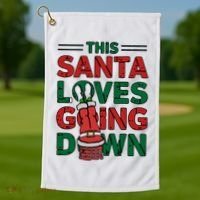 This Santa Loves Going Down Funny Golf Towel thumb 1