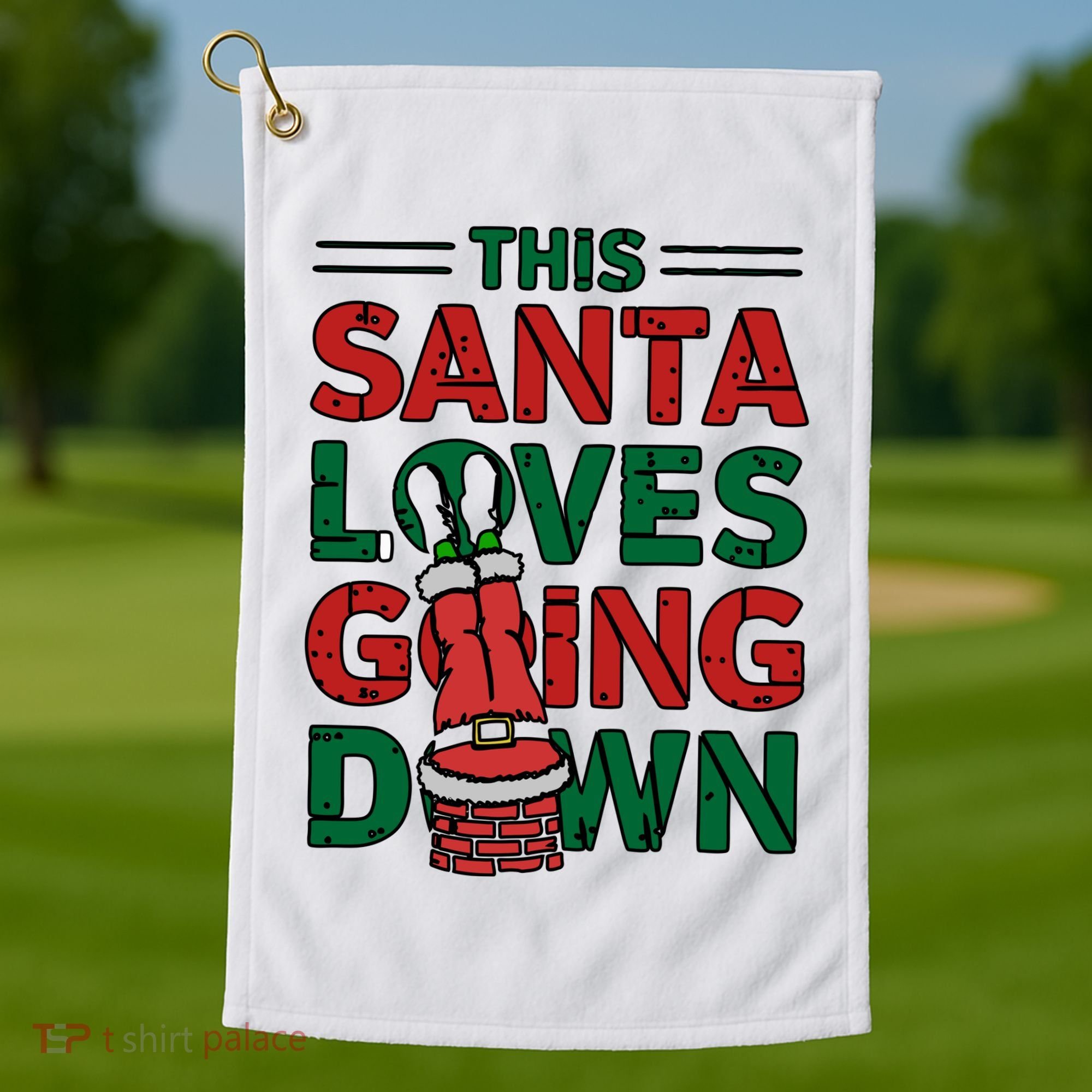 This Santa Loves Going Down Funny Golf Towel