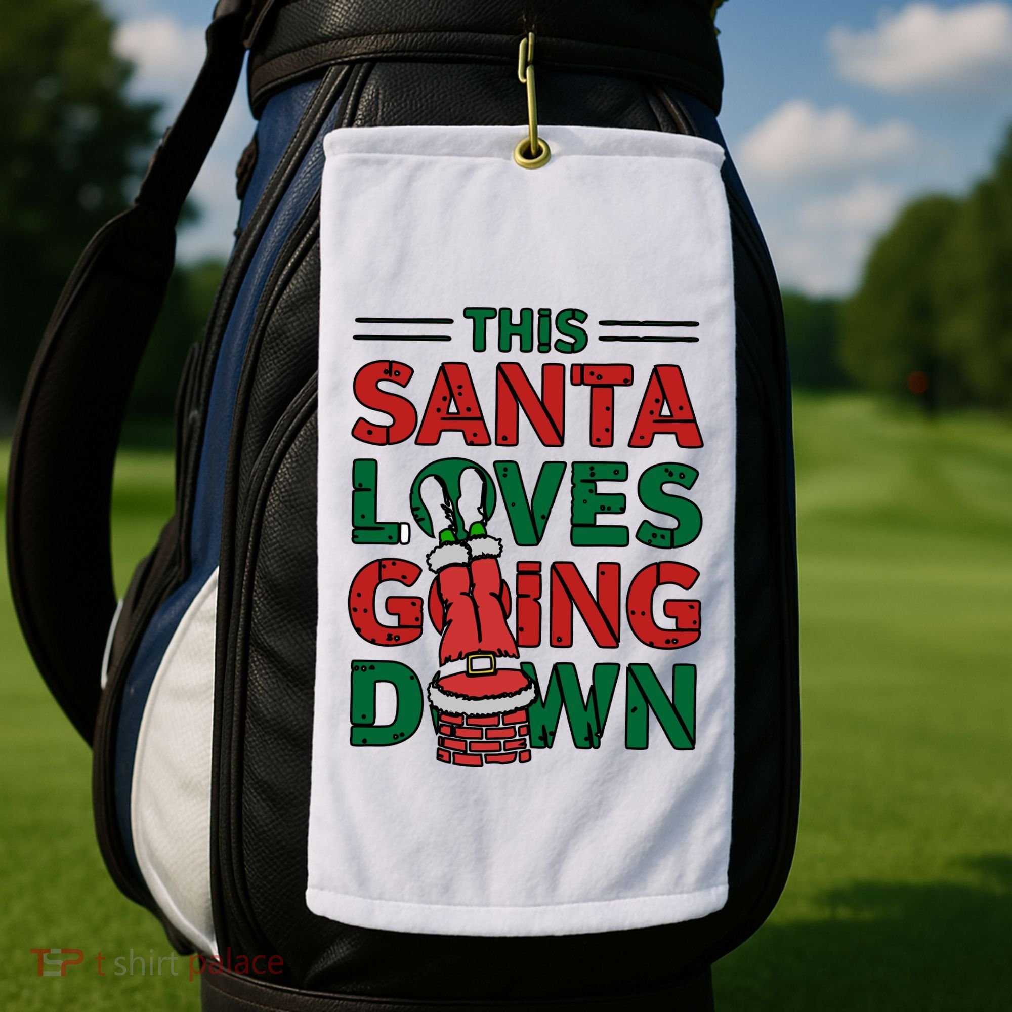 This Santa Loves Going Down Funny Golf Towel