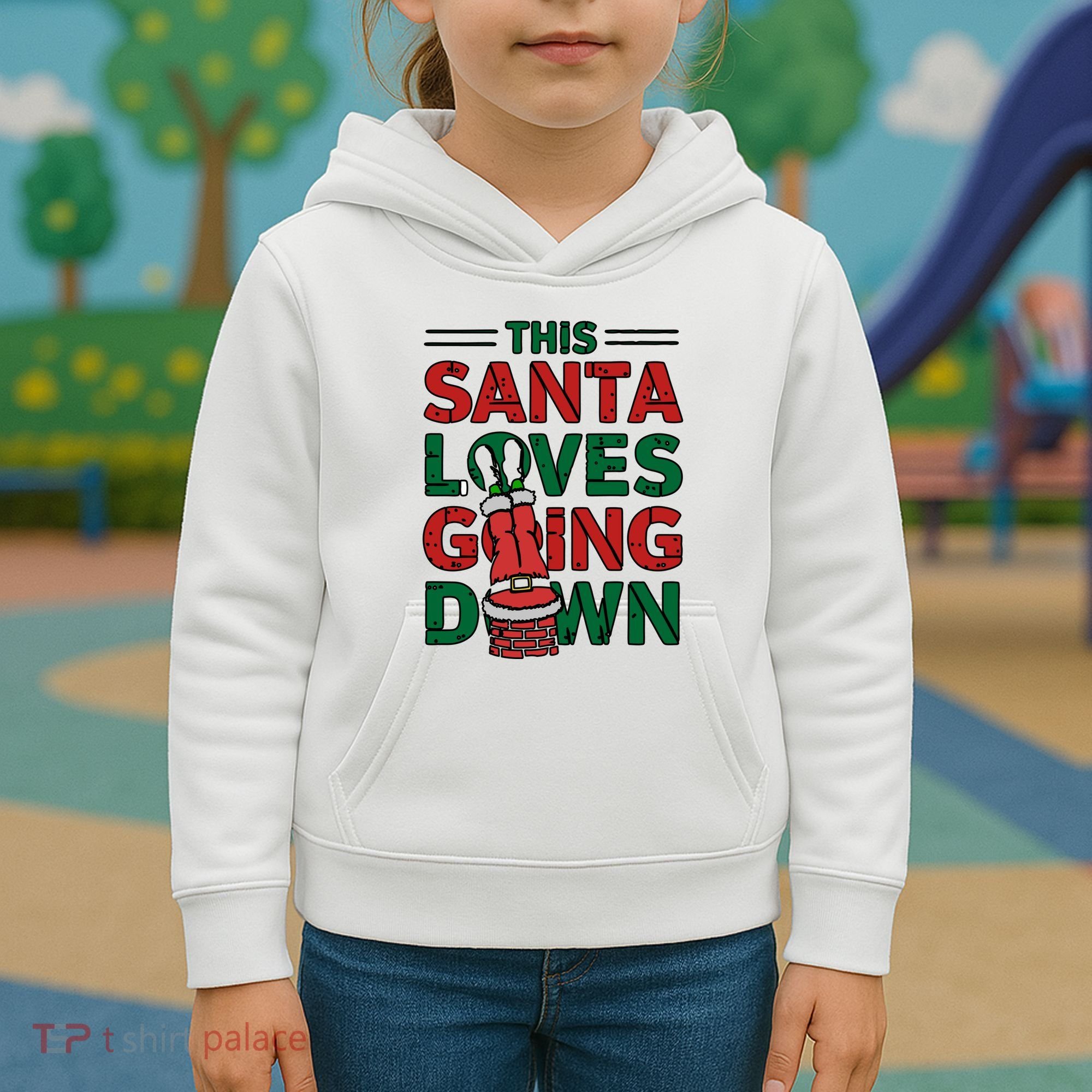 This Santa Loves Going Down Funny Kids Hoodie