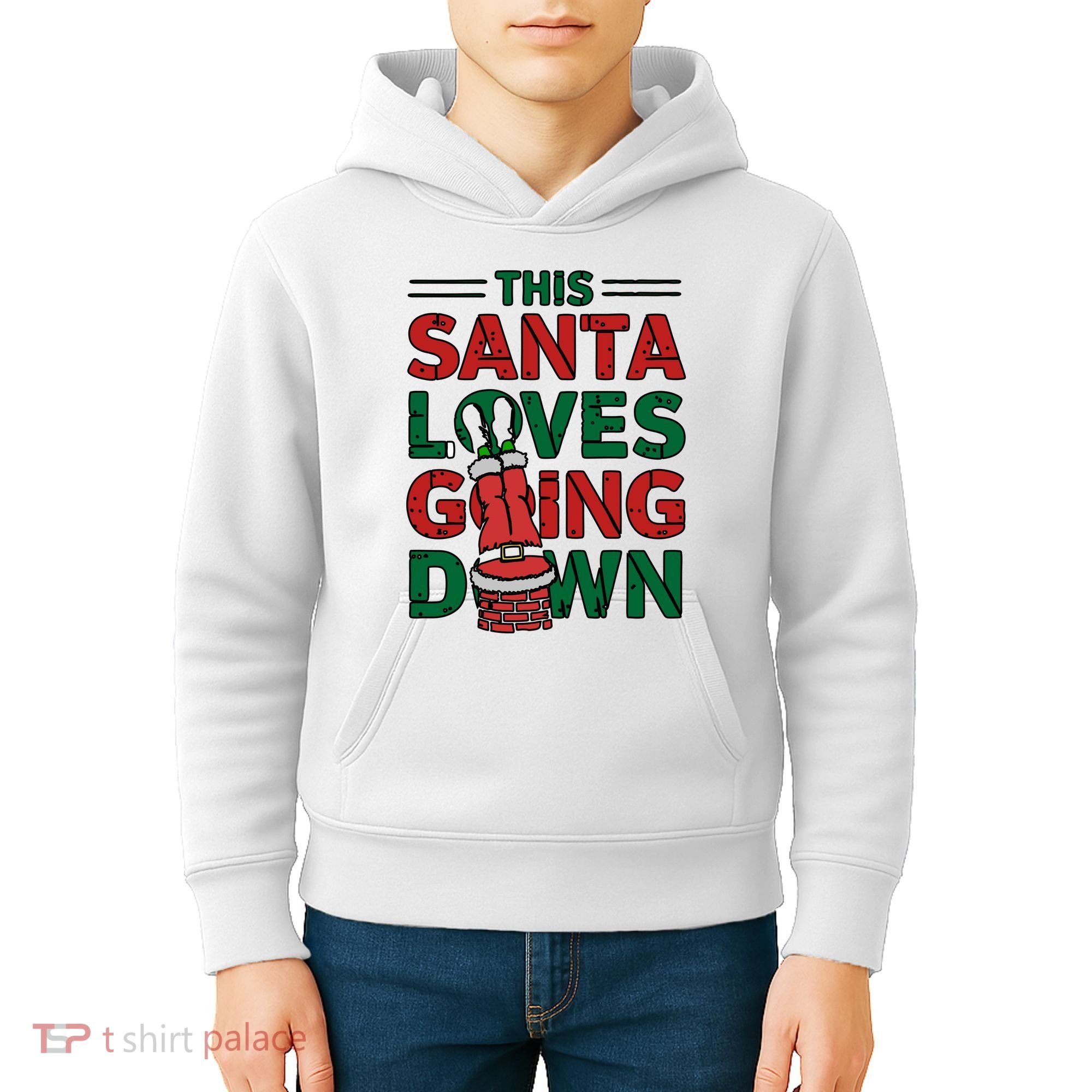 This Santa Loves Going Down Funny Kids Hoodie