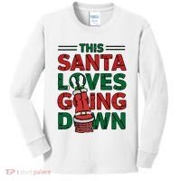This Santa Loves Going Down Funny Kids Long Sleeve Shirt thumb 0