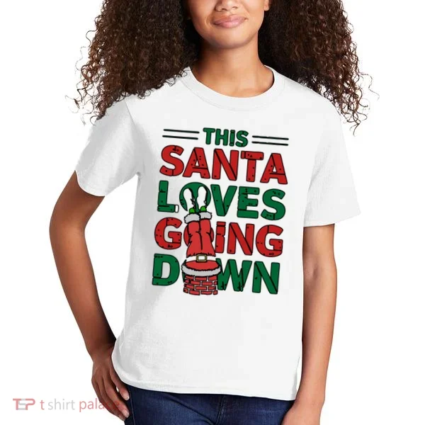 This Santa Loves Going Down Funny Kids T-Shirt