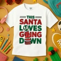 This Santa Loves Going Down Funny Kids T-Shirt thumb 3