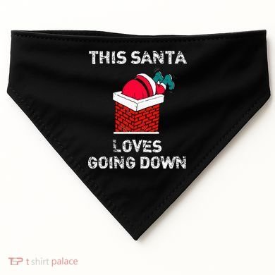 This Santa Loves Going Down Funny Christmas USA-Made Doggie Bandana