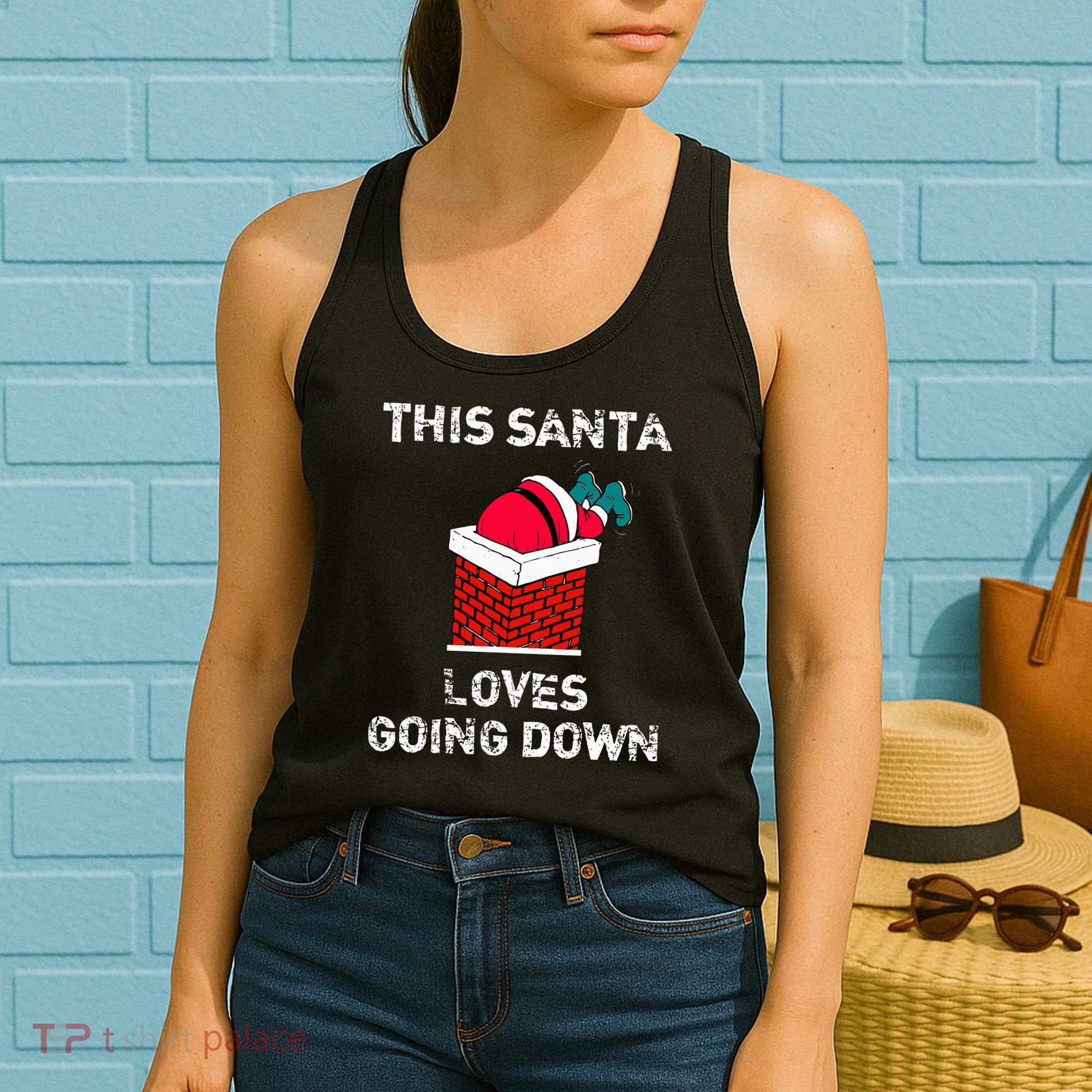 This Santa Loves Going Down Funny Christmas Women's Tank Top