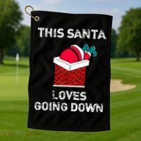 This Santa Loves Going Down Funny Christmas Golf Towel thumb 1