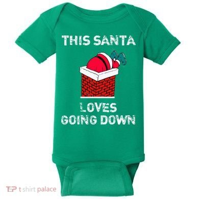 This Santa Loves Going Down Funny Christmas Baby Bodysuit