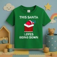 This Santa Loves Going Down Funny Christmas Toddler T-Shirt thumb 3