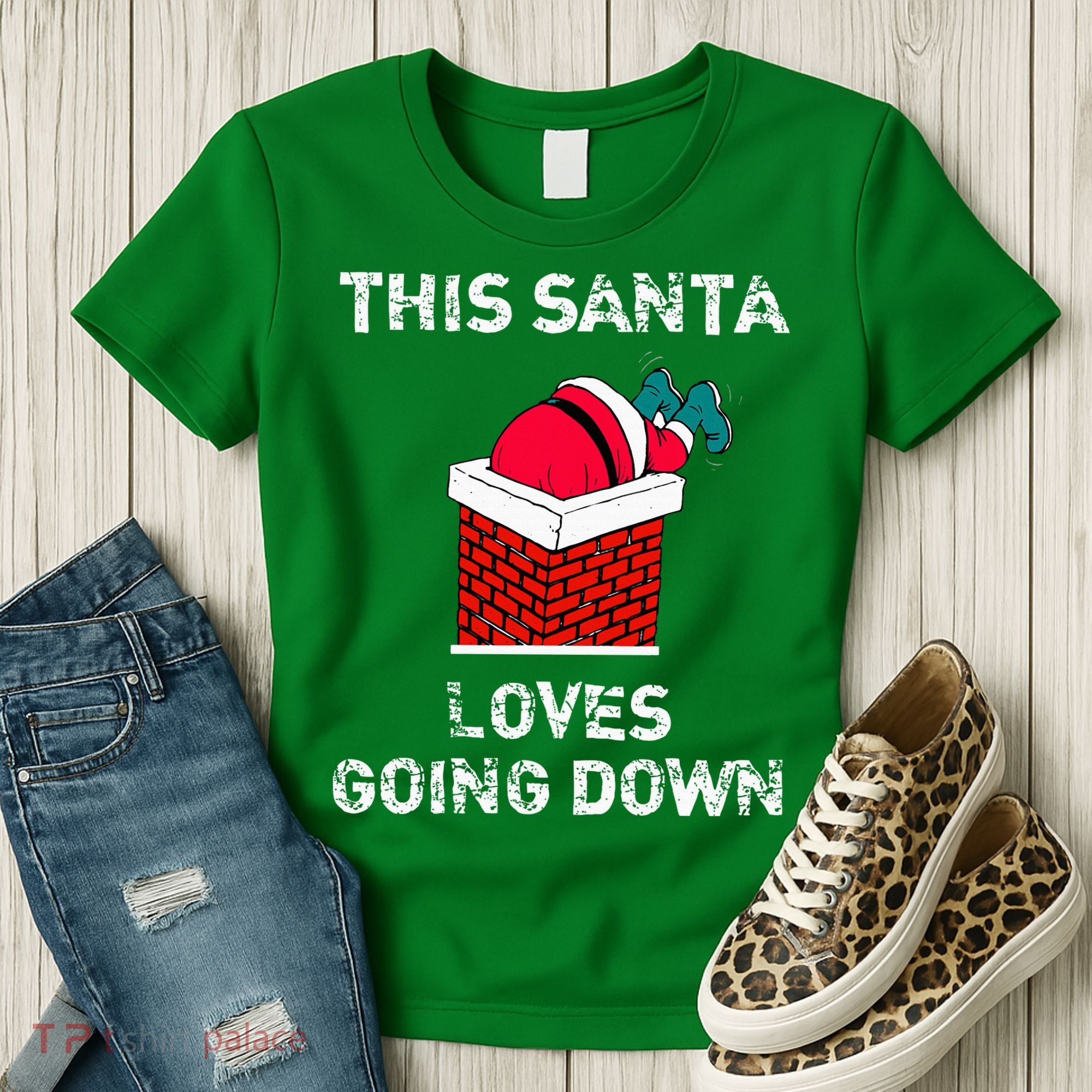 This Santa Loves Going Down Funny Christmas Women's T-Shirt
