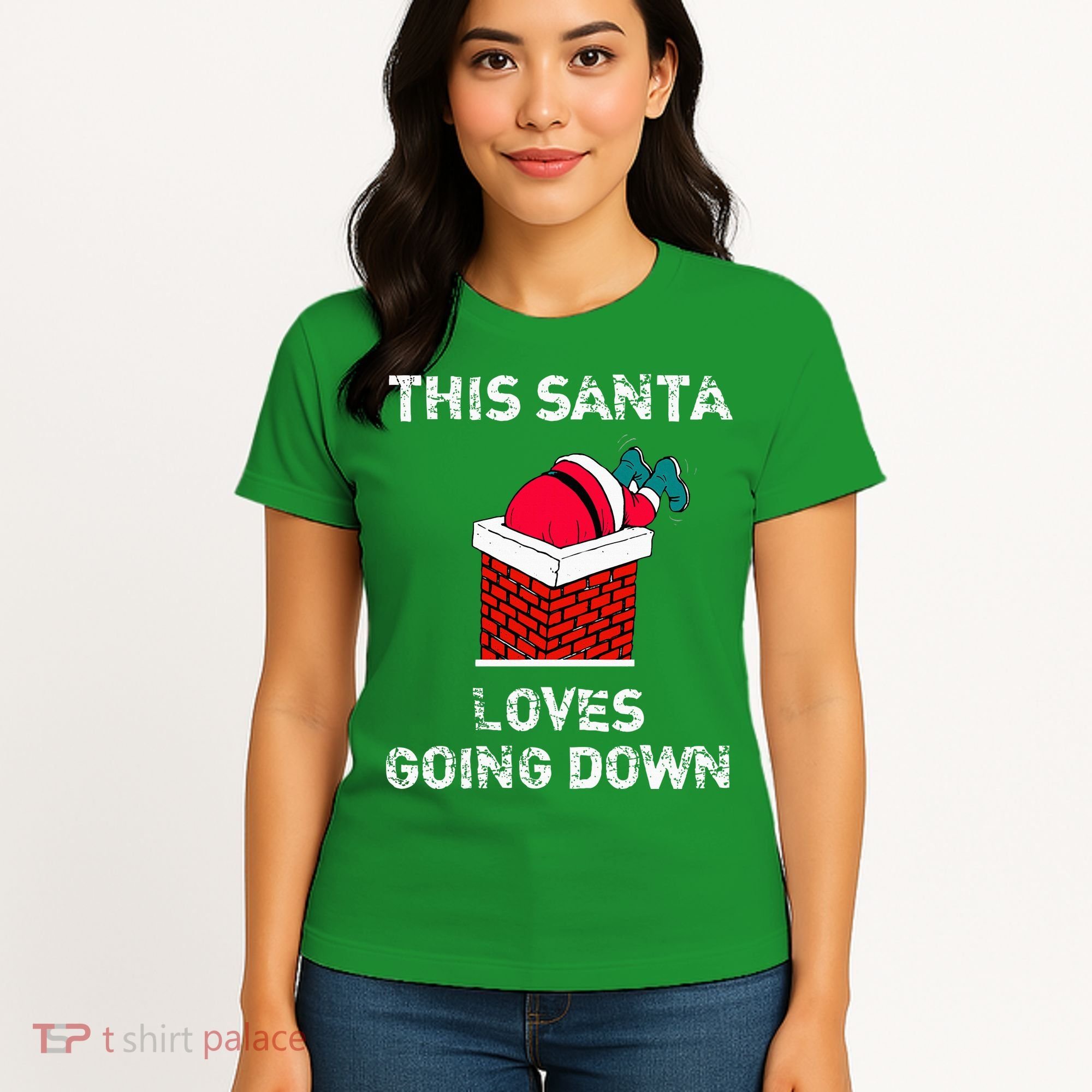 This Santa Loves Going Down Funny Christmas Women's T-Shirt