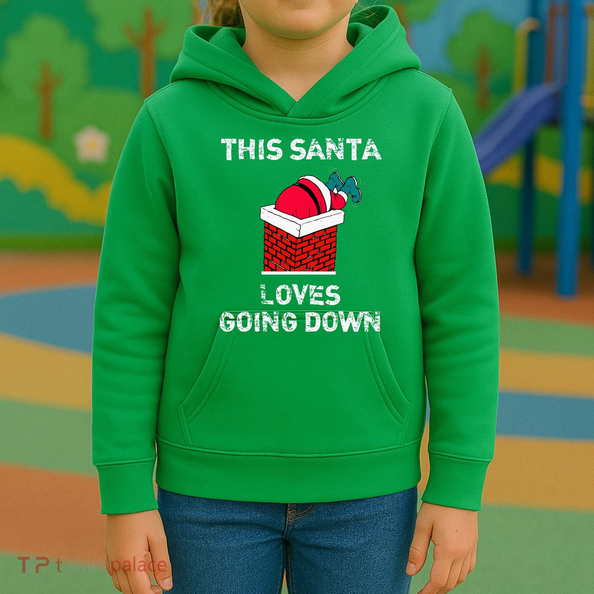 This Santa Loves Going Down Funny Christmas Kids Hoodie