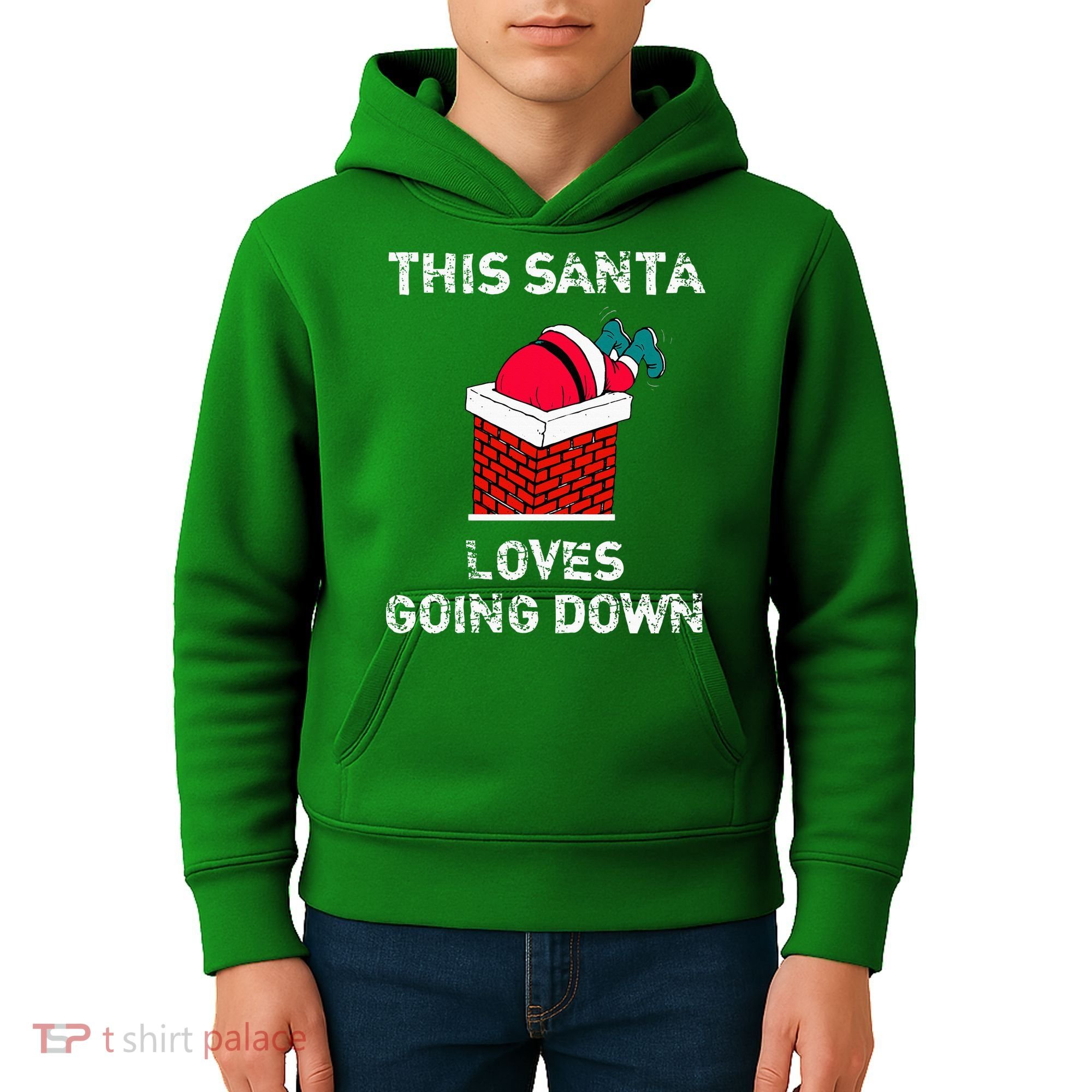 This Santa Loves Going Down Funny Christmas Kids Hoodie