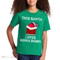 This Santa Loves Going Down Funny Christmas Kids T-Shirt thumb 2