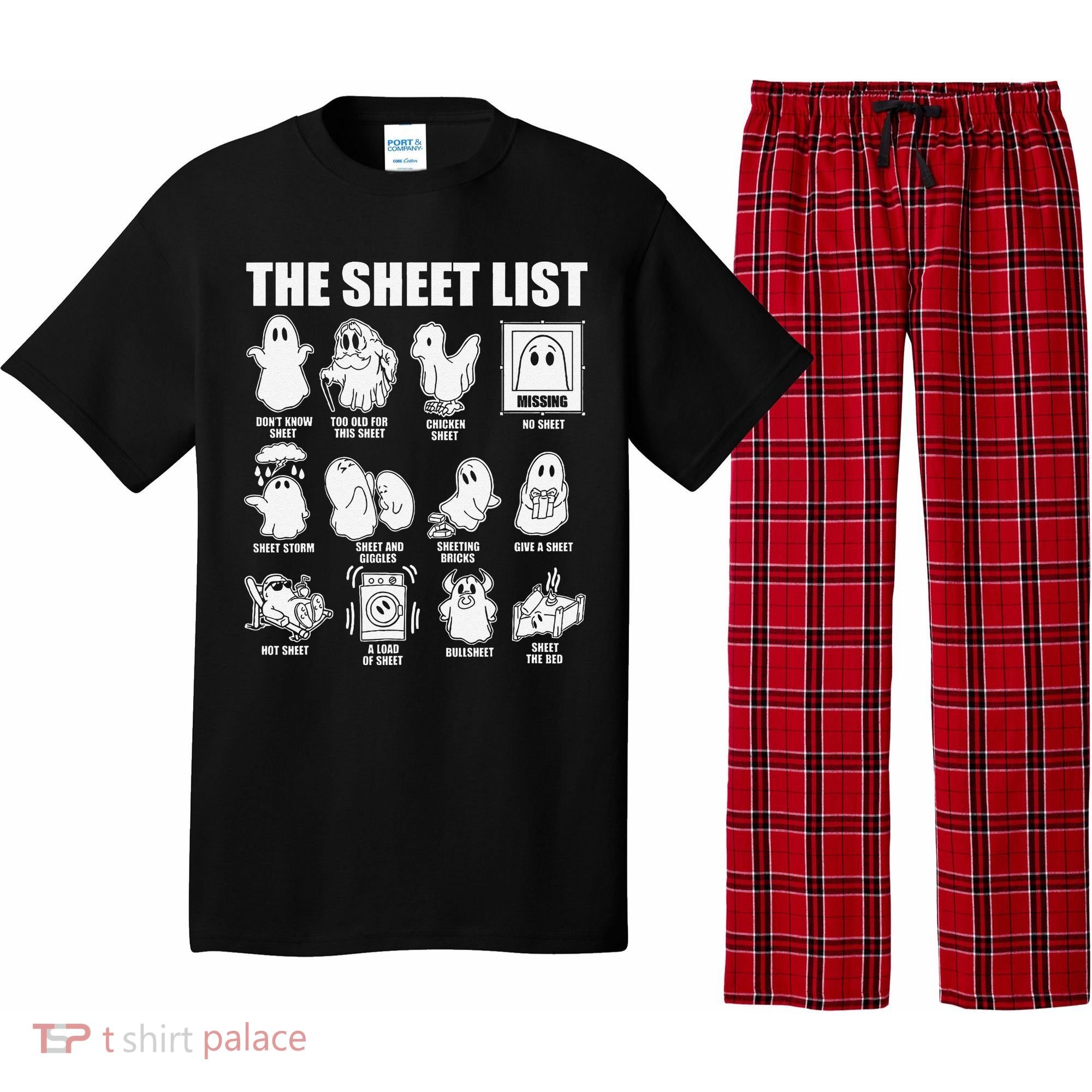 The Sheet List Halloween Funny Boo Sheet Ghost Halloween Pajama Set